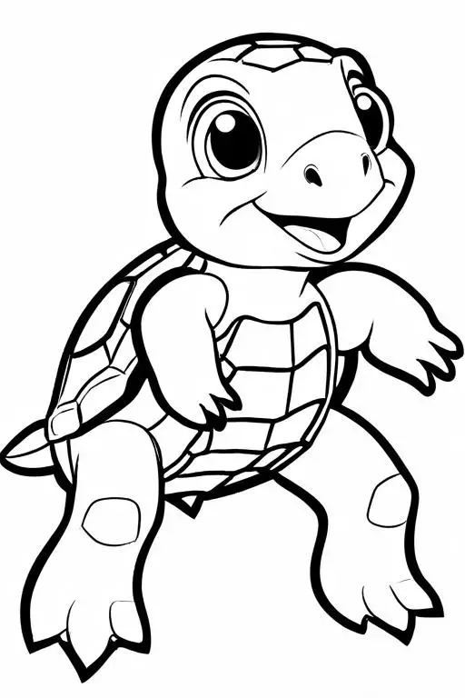 Turtle Coloring Page 1 for Kids