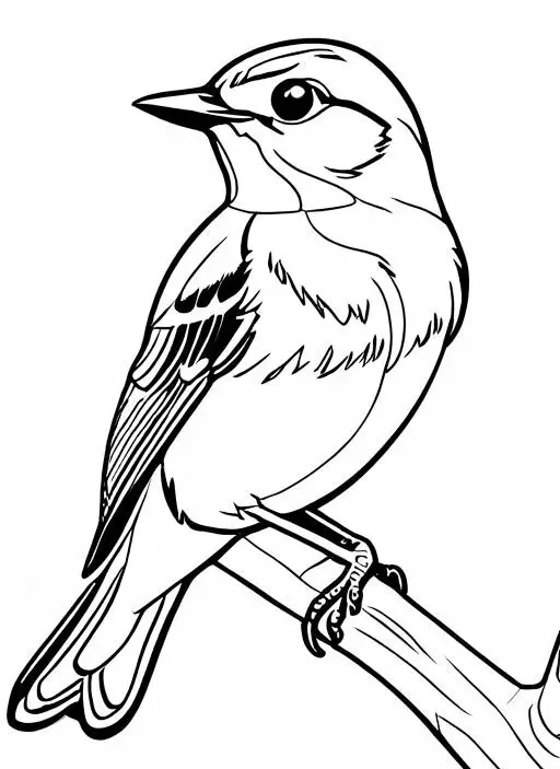 Warbler Coloring Page 1 for Kids