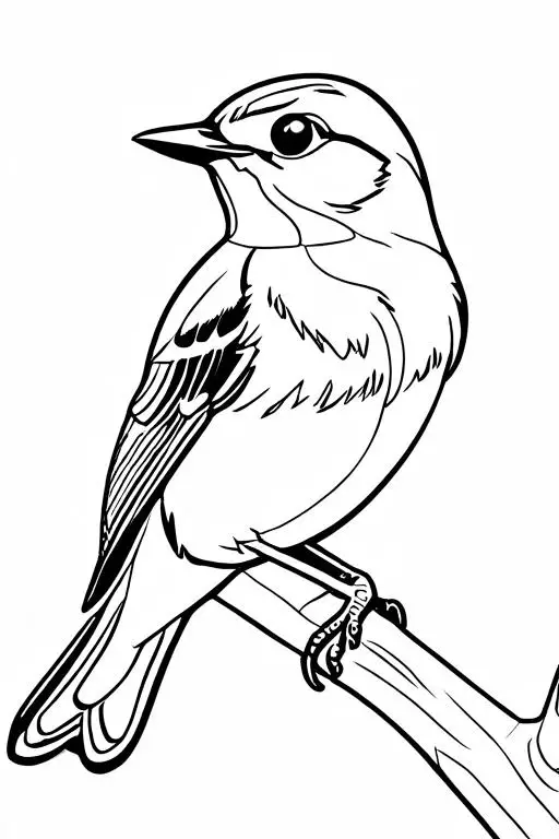 Warbler Coloring Page 1 for Kids