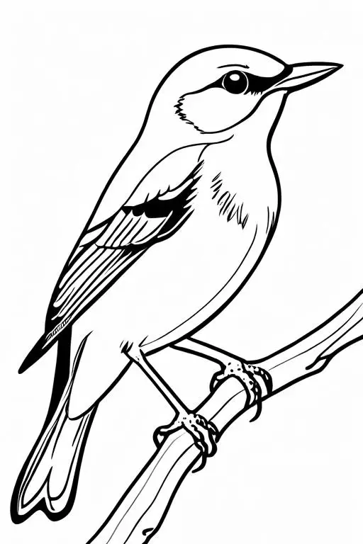 Warbler Coloring Page 2 for Kids