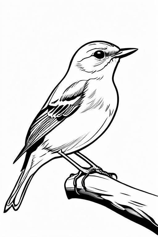 Warbler Coloring Page 3 for Kids