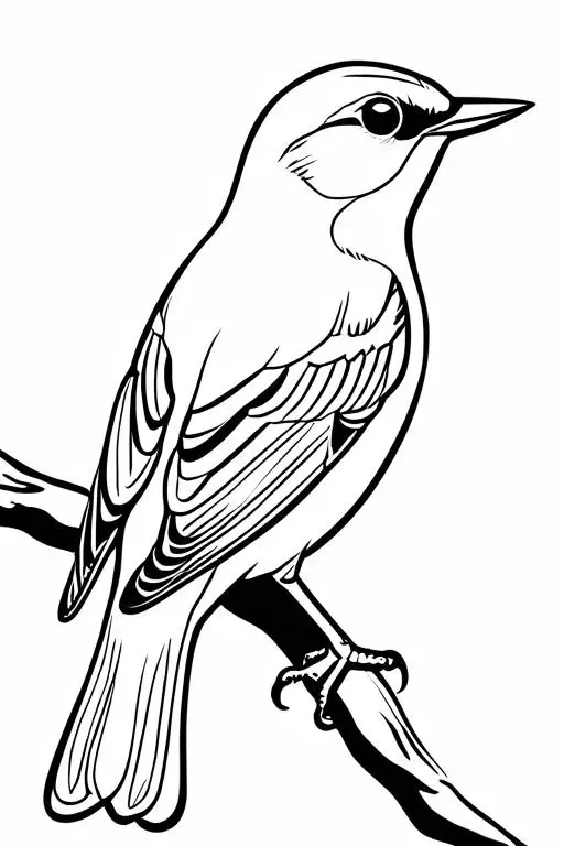 Warbler Coloring Page 4 for Kids