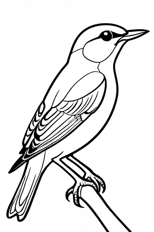 Warbler Coloring Page 6 for Kids