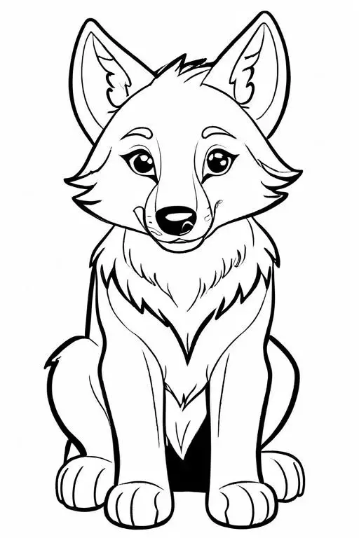 Wolf Coloring Page 4 for Kids