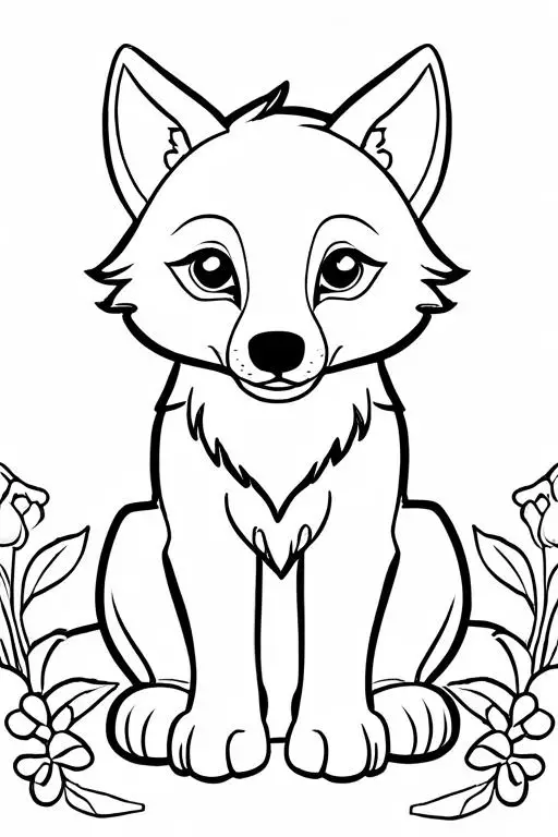 Wolf Coloring Page 6 for Kids