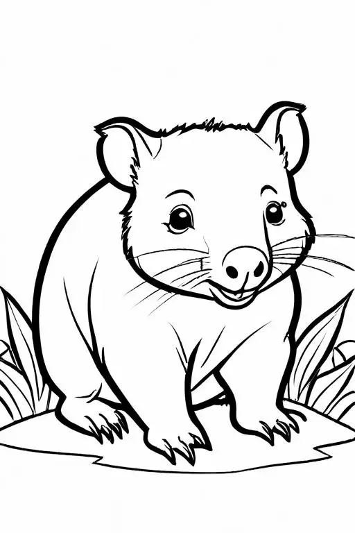 Wombat Coloring Page 1 for Kids