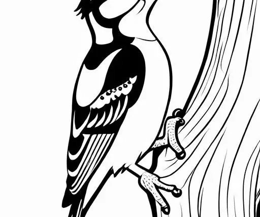 Woodpecker Coloring Page 1 for Kids