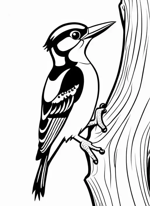 Woodpecker Coloring Page 1 for Kids