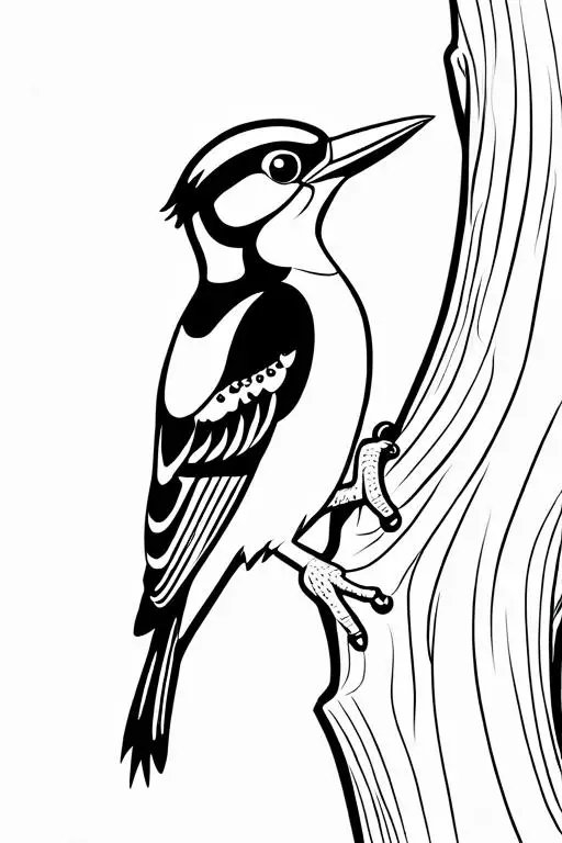 Woodpecker Coloring Page 1 for Kids