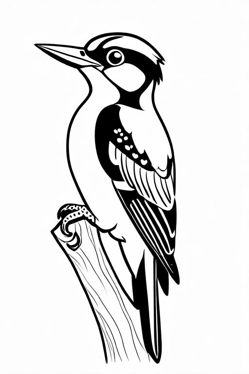 Woodpecker Coloring Page 4 for Kids