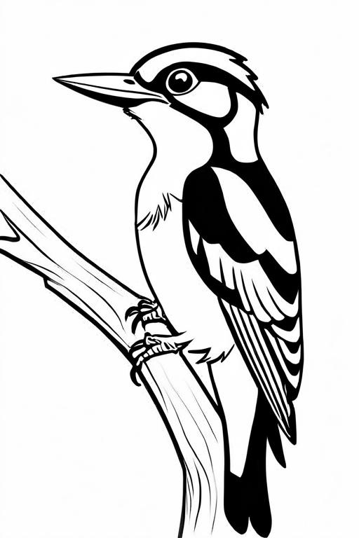 Woodpecker Coloring Page 6 for Kids