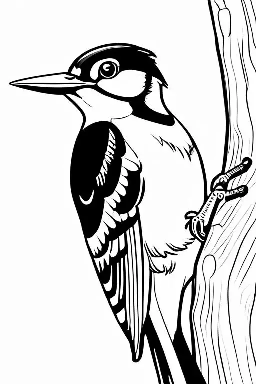 Woodpecker Coloring Page 7 for Kids