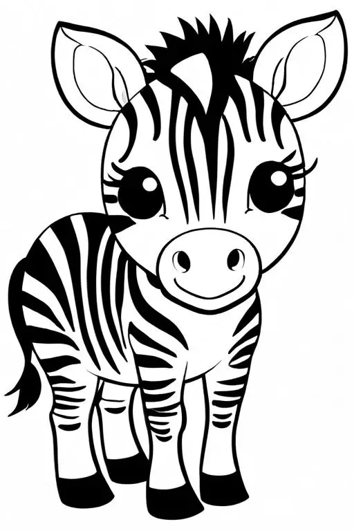 Zebra Coloring Page 1 for Kids