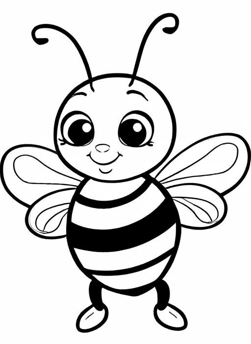 Bee Coloring Page 1 for Kids