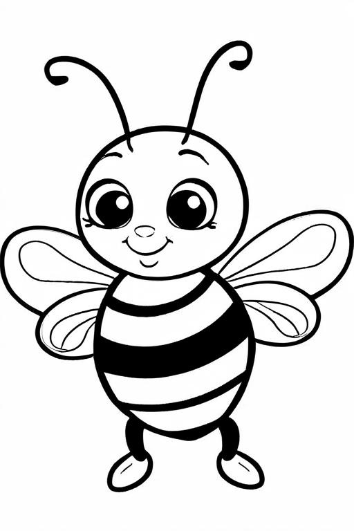 Bee Coloring Page 1 for Kids