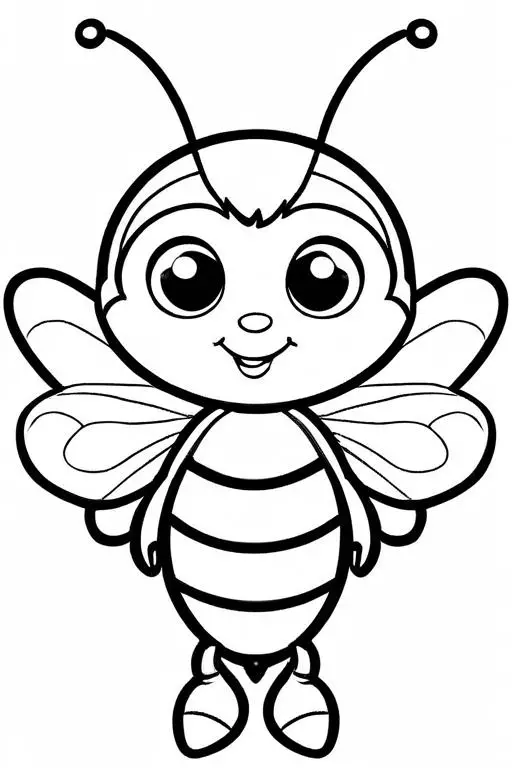 Bee Coloring Page 2 for Kids