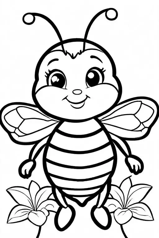 Bee Coloring Page 25 for Kids