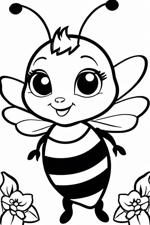 Bee Coloring Page 33 for Kids