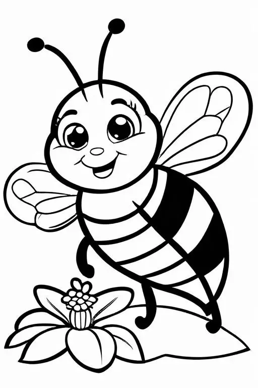 Bee Coloring Page 50 for Kids