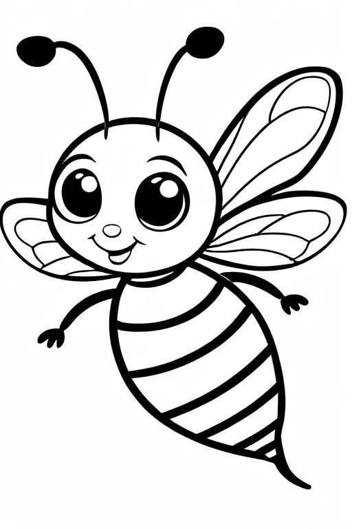 Bee Coloring Page 6 for Kids