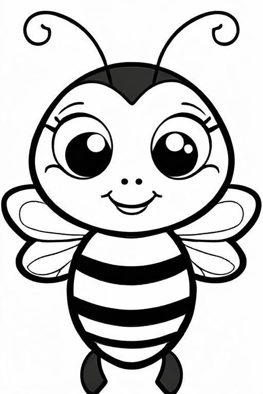 Bee Coloring Page 7 for Kids