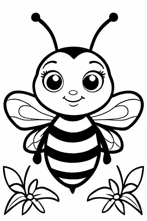 Bee Coloring Page 8 for Kids