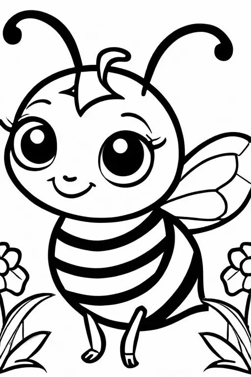 Bee Coloring Page 9 for Kids