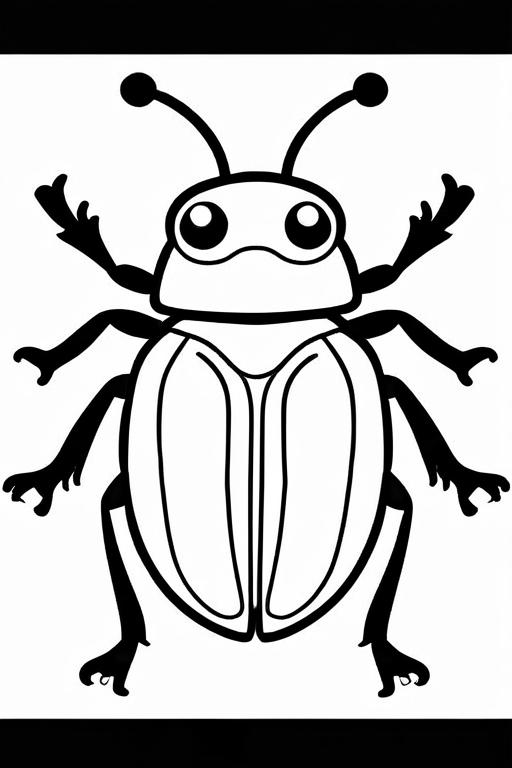 Beetle Coloring Page 1 for Kids