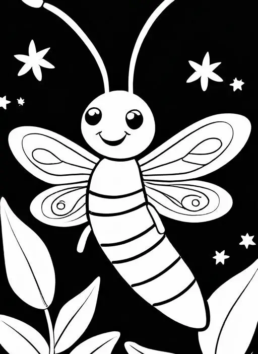 Firefly Coloring Page 1 for Kids