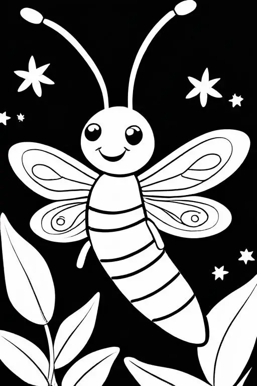 Firefly Coloring Page 1 for Kids