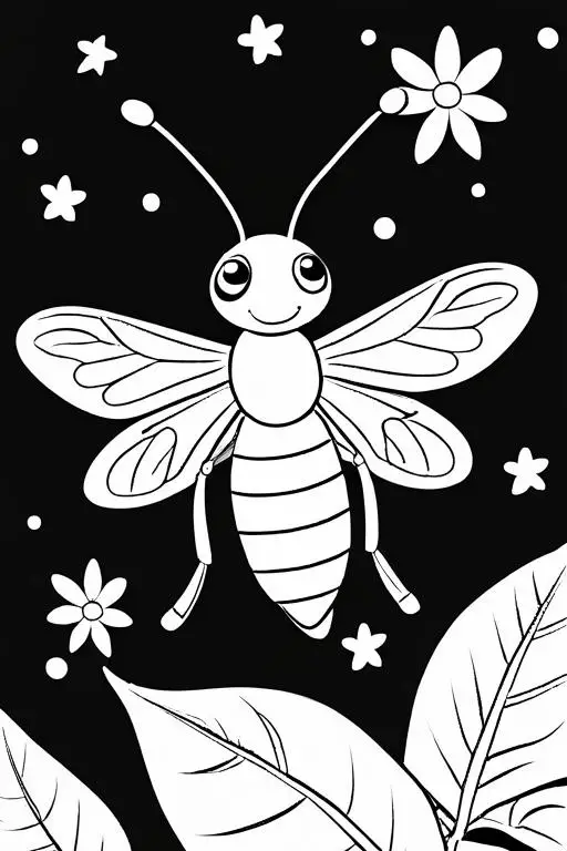 Firefly Coloring Page 4 for Kids