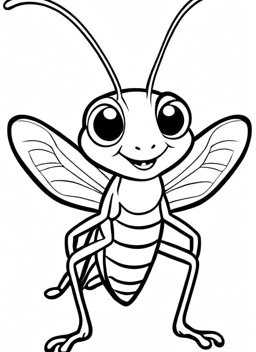 Grasshopper Coloring Page 1 for Kids