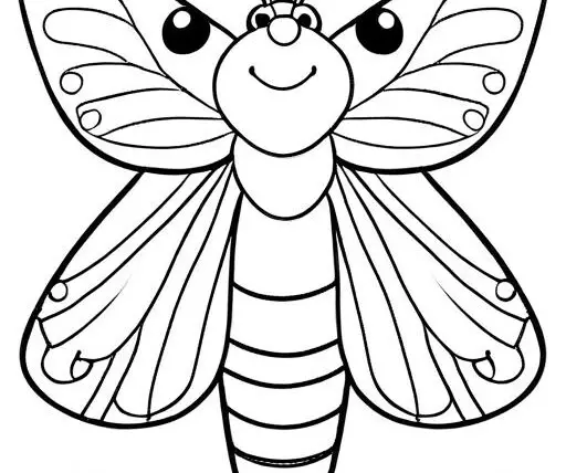 Moth Coloring Page 1 for Kids