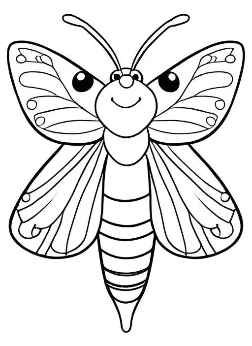 Moth Coloring Page 1 for Kids