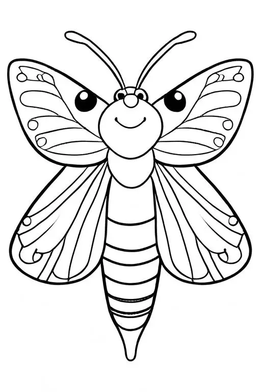 Moth Coloring Page 1 for Kids