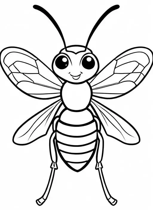 Wasp Coloring Page 1 for Kids