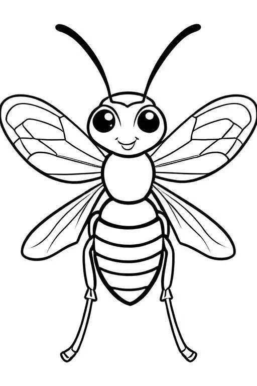 Wasp Coloring Page 1 for Kids